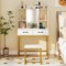 White Dressing Table with Mirror Stool and 2 Drawers USB & AC Charging for Storage Organizer